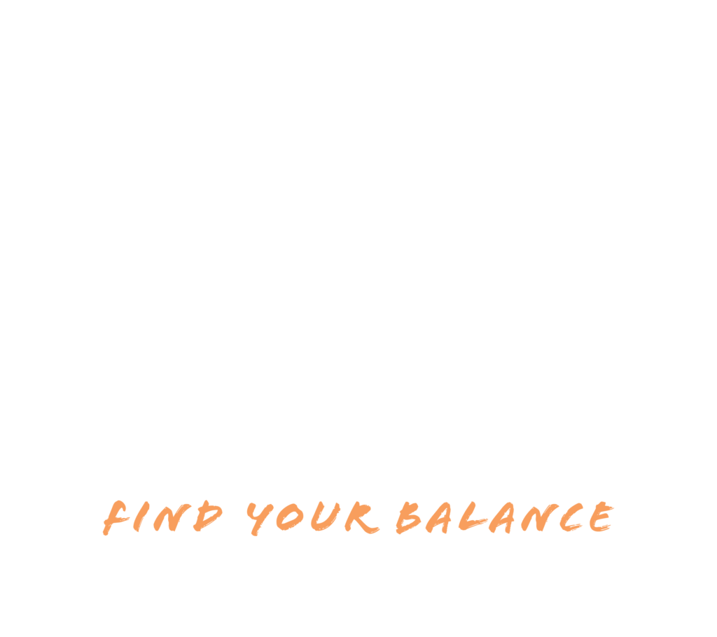 Image of white Keen Physique Logo with Find your Balance tagline